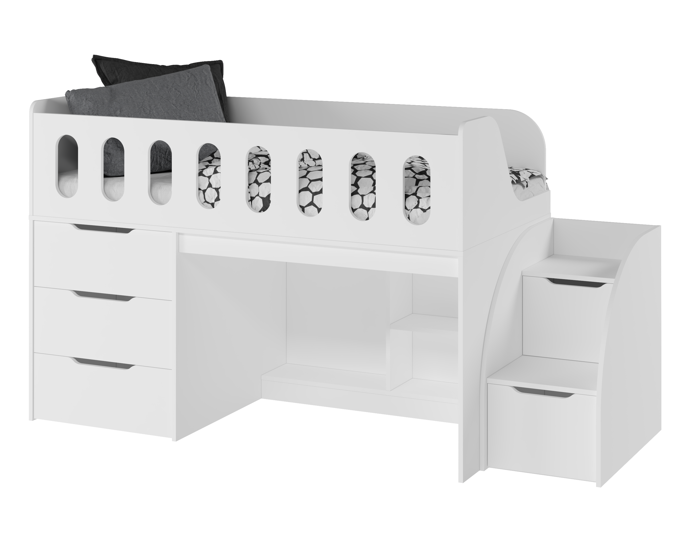 Кровать-чердак Сказка 160х80 (цвет белый)