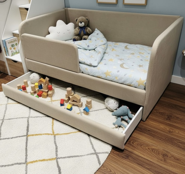 Мягкая кровать Nepos 80х160 (велюр Тедди 304 бежевый)