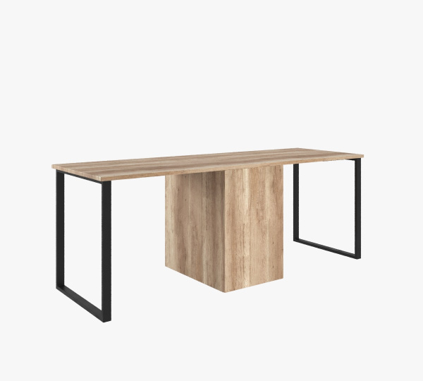 Стол Дуэт 2200 мм (дуб каньон + опоры черные). Столешница 22 мм от Династия Kids