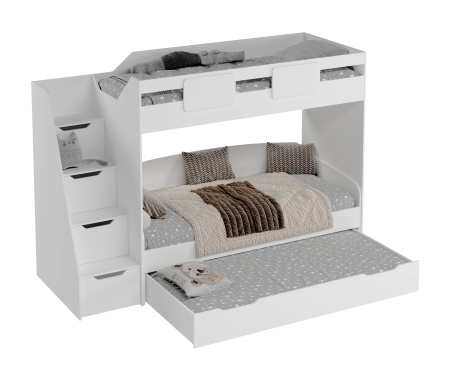 Кровать-чердак Мозаика + кровать Двушка (вяз швейцарский) 190х90 от Династия Kids