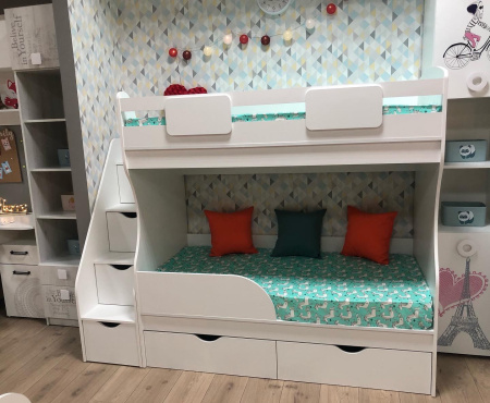 Двухъярусная кровать Альфа Мини 160х80 с бортиком от Династия Kids