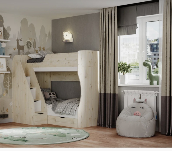 Кровать 2-х ярусная Умка-3 (гаскон пайн + белый)