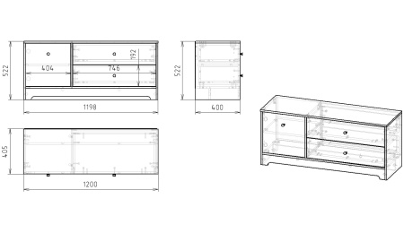 Тумба-комод 1200 мм коллекции Норд (цвет белый)  от Династия Kids