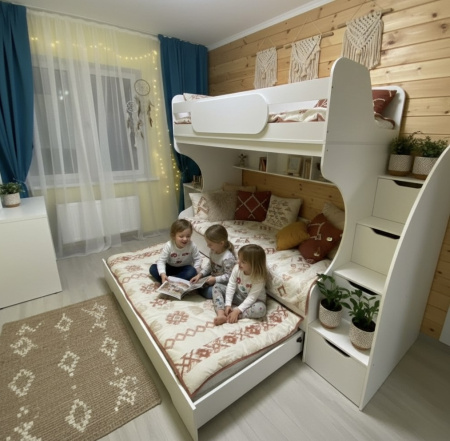 Кровать БИГ с доп.спальным местом (цвет белый) 120х200 от Династия Kids