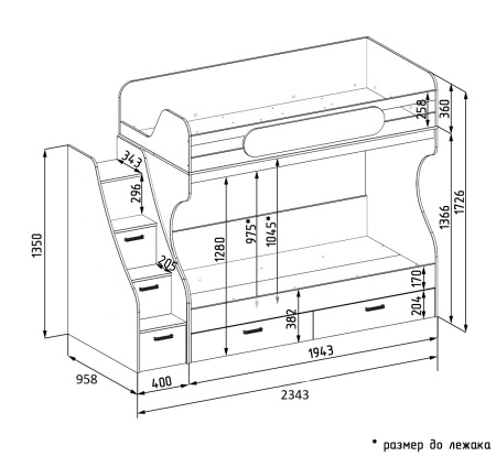 Двухъярусная кровать коллекции Гранд 190х90 от Династия Kids