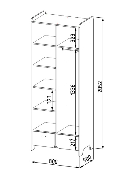 Шкаф для одежды коллекции Юниор (дуб сонома + белый) от Династия Kids