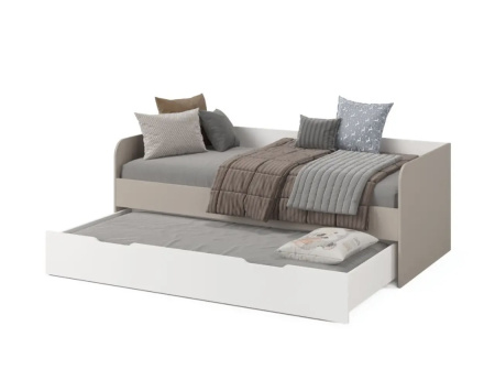 Кровать Дабл с выкатным спальным местом 190х90 + 180х80 (дуб сонома + белый) от Династия Kids