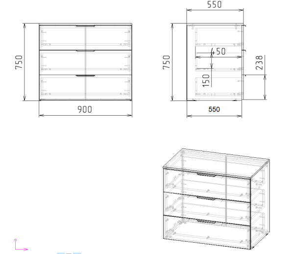 Комод коллекции Брайт (с доводчиками) от Династия Kids