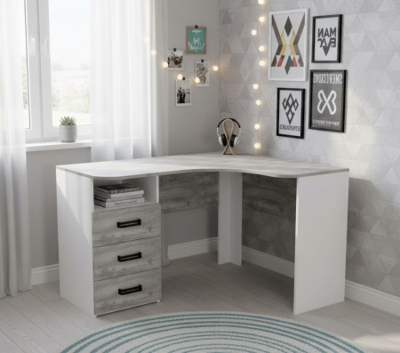 Стол угловой коллекции Гранд с 3 ящиками (ширина 1160 мм) от Династия Kids