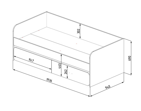 Кровать 190х90 коллекции Юниор (дуб сонома + белый) от Династия Kids