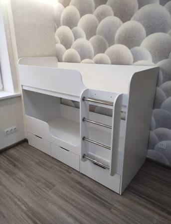 Двухъярусная кровать Малыши Двойняшки 180х80 (велюр + белый) от Династия Kids