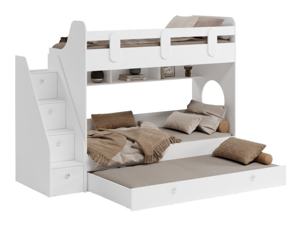 Кровать Фортуна-3 (корпус белый + фасады дуб сонома) 190*80 от Династия Kids