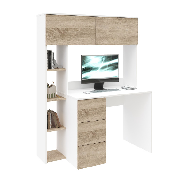 Стол Ритм 1250 мм (корпус белый + фасады дуб сонома). Левый/правый от Династия Kids