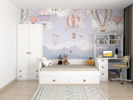 Стол угловой 1400 мм коллекции Умка NEW (ручки - дуб) от Династия Kids