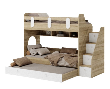 Кровать Фортуна-3 (корпус дуб сонома + фасады белые) 190х80 от Династия Kids