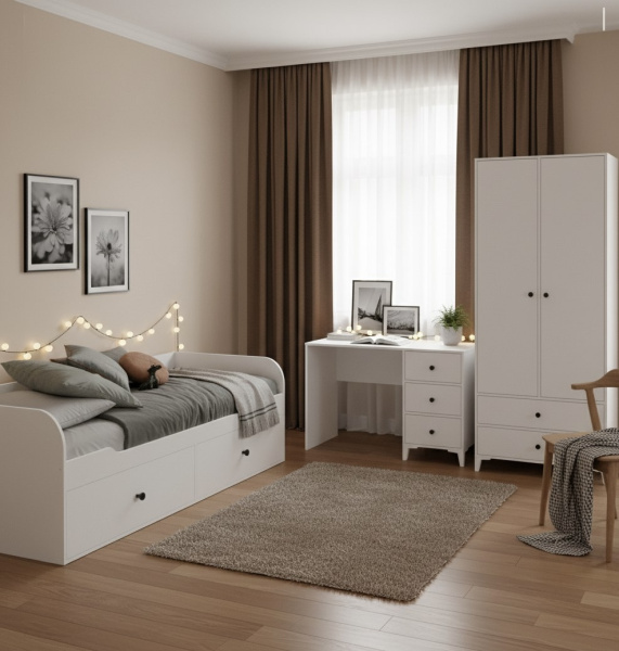 Кровать Норд 190х90 + стол + шкаф коллекции Вест