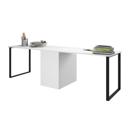 Стол Дуэт 2400 мм (белый + опоры черные). Столешница 22 мм от Династия Kids