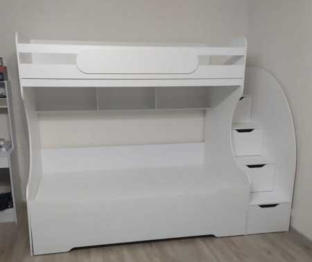 Кровать БИГ 90х200 с доп.спальным местом (цвет белый) от Династия Kids