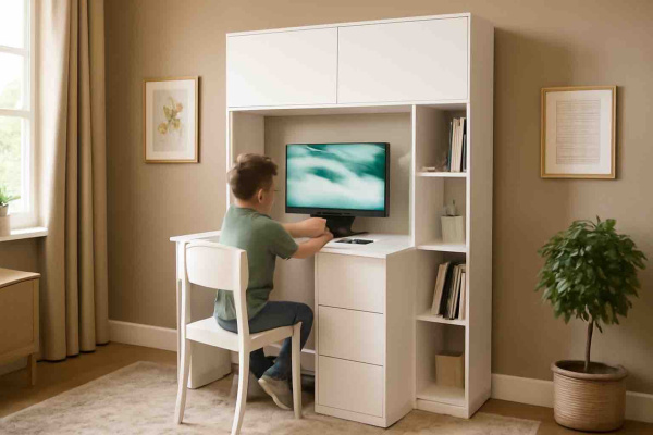 Стол письменный Ритм 1250 мм (белый). Левый/правый от Династия Kids