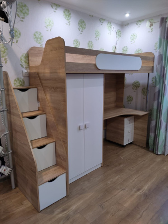 Кровать-чердак Колледж-2 (цвет белый) 200х90  от Династия Kids